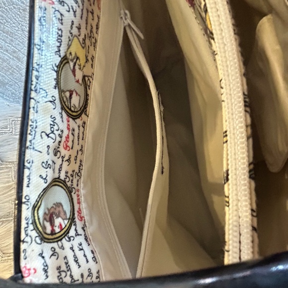 Lulu Guinness Boys & Girls Tote Black White w Black Rolled Patton Handles. - Picture 8 of 16